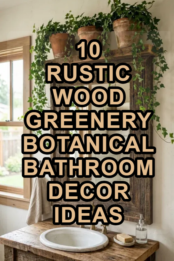 10 Rustic Wood & Greenery Botanical Bathroom Decor Ideas